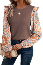 Load image into Gallery viewer, Waffle Floral Sleeve Top
