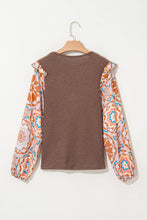 Load image into Gallery viewer, Waffle Floral Sleeve Top
