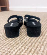Load image into Gallery viewer, Evita Rhinestone Sandal in Black and Silver
