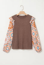 Load image into Gallery viewer, Waffle Floral Sleeve Top

