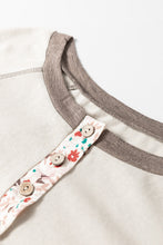 Load image into Gallery viewer, Boho Floral Bell Sleeve Henley Top
