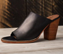 Load image into Gallery viewer, Hallie Heeled Genuine Leather Sandal in Black by Naughty Monkey 
