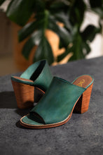 Load image into Gallery viewer, Hallie Heeled Genuine Leather Sandal in Teal by Naughty Monkey
