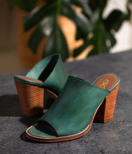 Load image into Gallery viewer, Hallie Heeled Genuine Leather Sandal in Teal by Naughty Monkey
