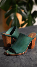 Load image into Gallery viewer, Hallie Heeled Genuine Leather Sandal in Teal by Naughty Monkey
