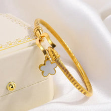 Load image into Gallery viewer, Hannah Flower Gold Bangle
