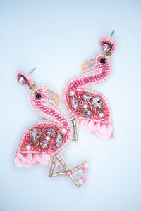 Flamingo Seed Bead Earrings in Light Pink