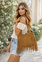 Load image into Gallery viewer, fringe shoulder bag with braided straps styled
