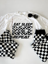 Load image into Gallery viewer, Eat Sleep Race Repeat Splatter Paint | Adult Graphic Tee
