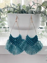 Load image into Gallery viewer, Boho Macrame Earrings "Teal"

