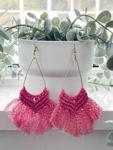 Load image into Gallery viewer, Boho Macrame Earrings "Pink"
