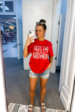 Load image into Gallery viewer, Here For The Fireworks | Women&#39;s Fourth Of July Red Starred Graphic Tee
