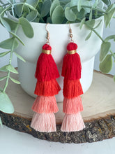 Load image into Gallery viewer, Free Fall Tassel Earrings "Reds"
