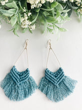 Load image into Gallery viewer, Boho Macrame Earrings "Teal"
