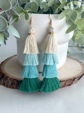 Load image into Gallery viewer, Free Fall Tassel Earrings "Greens"
