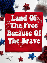 Load image into Gallery viewer, Land Of The Free | Women&#39;s Red Fourth Of July Graphic Tee

