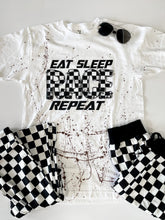 Load image into Gallery viewer, Eat Sleep Race Repeat Splatter Paint | Adult Graphic Tee
