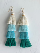 Load image into Gallery viewer, Free Fall Tassel Earrings "Greens"
