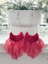 Load image into Gallery viewer, Boho Macrame Earrings "Red"
