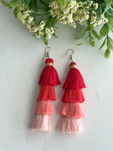 Load image into Gallery viewer, Free Fall Tassel Earrings "Reds"

