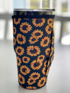 Tumbler Sleeve With Handle "Sunflowers"