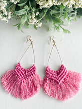 Load image into Gallery viewer, Boho Macrame Earrings "Pink"
