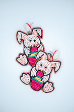 Load image into Gallery viewer, Easter Bunny Egg Seed Bead Earrings in Fuchsia
