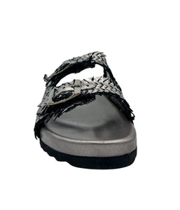 Intertwine Dual Woven Strap Slide in Pewter