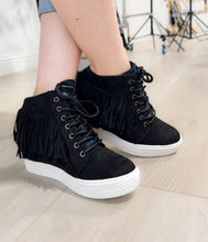 Load image into Gallery viewer, Nick Fringe Sneaker Wedge in Black
