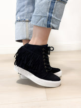 Load image into Gallery viewer, Nick Fringe Sneaker Wedge in Black
