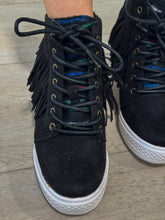 Load image into Gallery viewer, Nick Fringe Sneaker Wedge in Black
