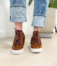 Load image into Gallery viewer, Nick Western Fringe Sneaker Wedge in Brown
