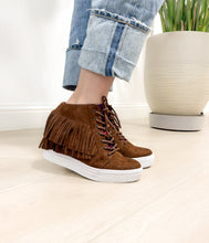 Load image into Gallery viewer, Nick Western Fringe Sneaker Wedge in Brown
