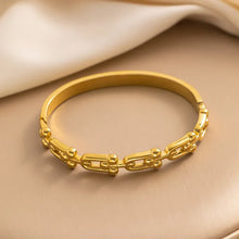 Load image into Gallery viewer, Rhea Buckle Gold Bangle
