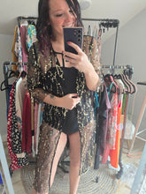 Load image into Gallery viewer, Black Sequin Sheer Kimono
