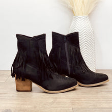 Load image into Gallery viewer, Sandra Fringe Booties in Black - Rural Haze
