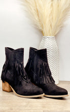 Load image into Gallery viewer, Sandra Fringe Booties in Black - Rural Haze
