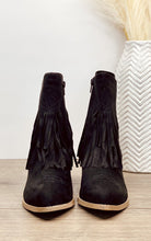 Load image into Gallery viewer, Sandra Fringe Booties in Black - Rural Haze
