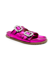 Load image into Gallery viewer, Stellar Rhinestone Buckle Slides in Fuschia
