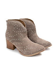Load image into Gallery viewer, Twilight Western Suede Studded Heeled Ankle Boot
