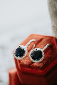 Rome Sapphire Round Drop Hook Earrings