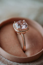 Load image into Gallery viewer, Fiel Pink Gem Cushion Cut Rose Gold Ring
