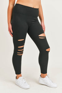 Mono B Red Laser-Cut Highwaist Leggings