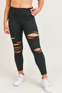 Mono B Red Laser-Cut Highwaist Leggings