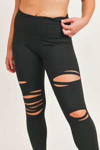 Mono B Red Laser-Cut Highwaist Leggings