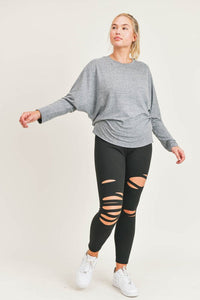 Mono B Red Laser-Cut Highwaist Leggings