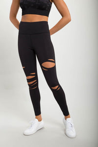 Mono B Red Laser-Cut Highwaist Leggings