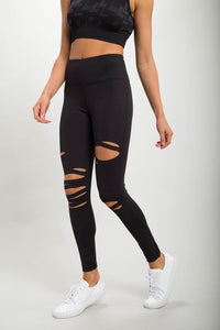 Mono B Red Laser-Cut Highwaist Leggings