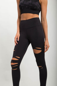 Mono B Red Laser-Cut Highwaist Leggings