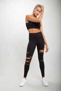 Mono B Red Laser-Cut Highwaist Leggings